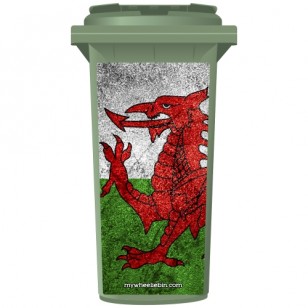 Sparkling Welsh Dragon Wheelie Bin Sticker Panel